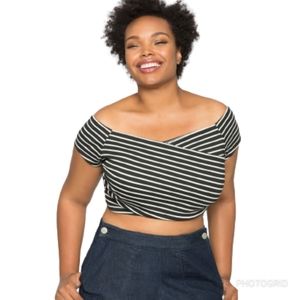 Eloquii Striped Crop Top